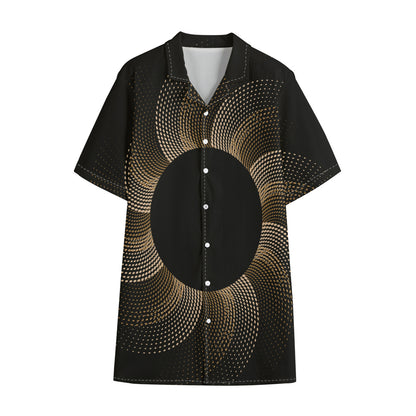 Halftone Dot Sun Print Cotton Hawaiian Shirt