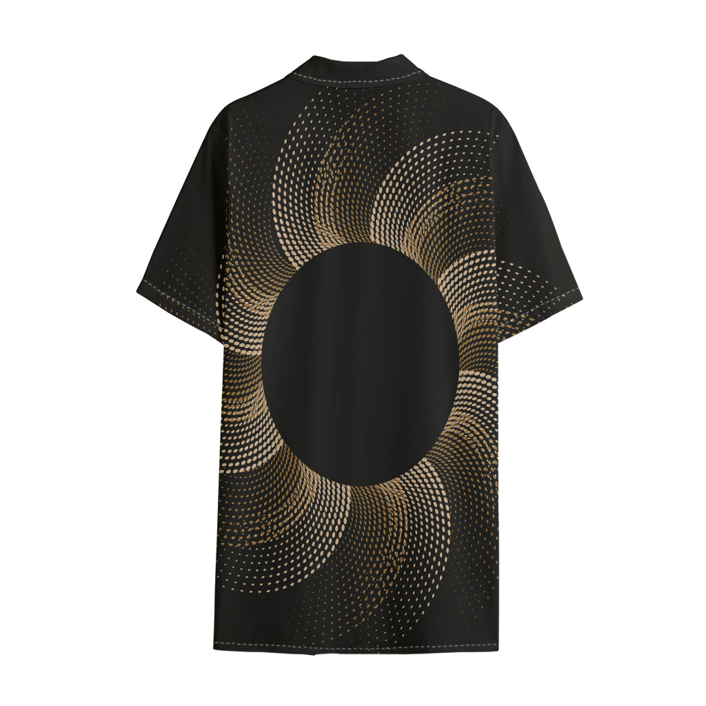 Halftone Dot Sun Print Cotton Hawaiian Shirt