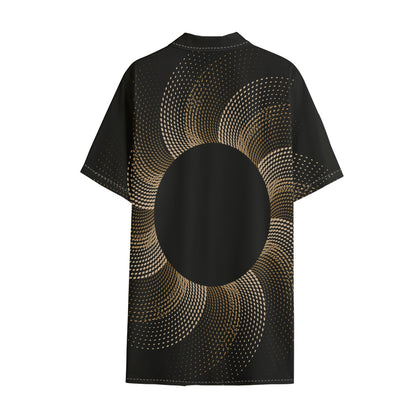 Halftone Dot Sun Print Cotton Hawaiian Shirt