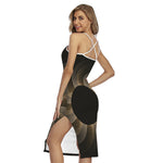 Halftone Dot Sun Print Cross Back Cami Dress