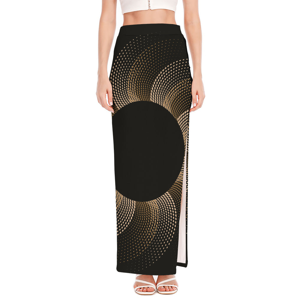 Halftone Dot Sun Print High Slit Maxi Skirt