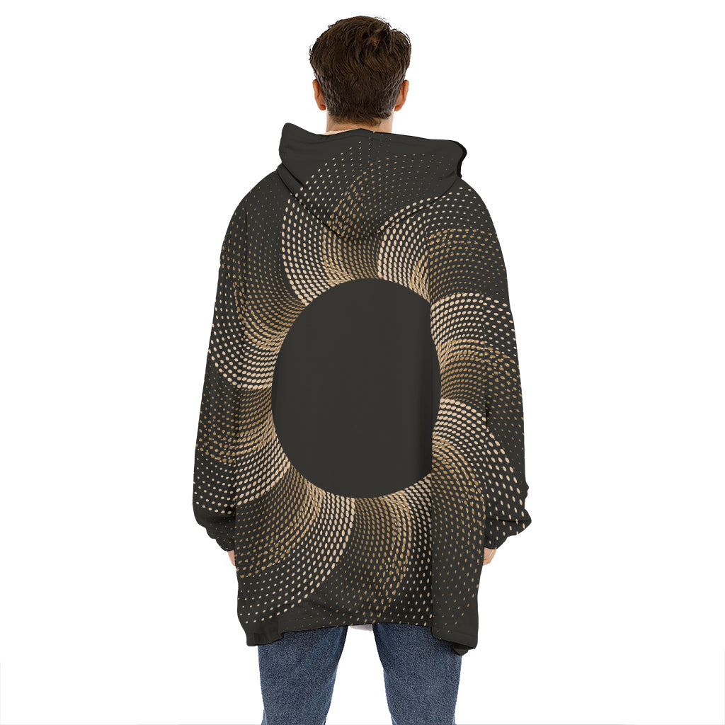 Halftone Dot Sun Print Hoodie Blanket