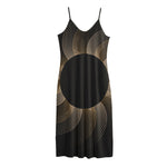 Halftone Dot Sun Print Jersey Midi Cami Dress