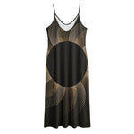 Halftone Dot Sun Print Jersey Midi Cami Dress