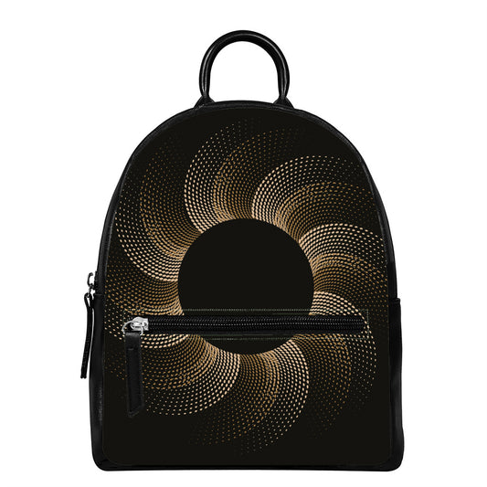 Halftone Dot Sun Print Leather Backpack