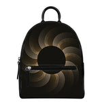 Halftone Dot Sun Print Leather Backpack