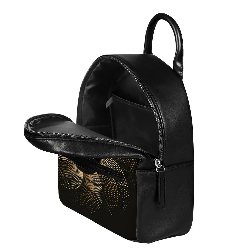 Halftone Dot Sun Print Leather Backpack