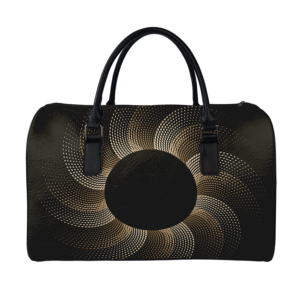 Halftone Dot Sun Print Leather Duffle Bag