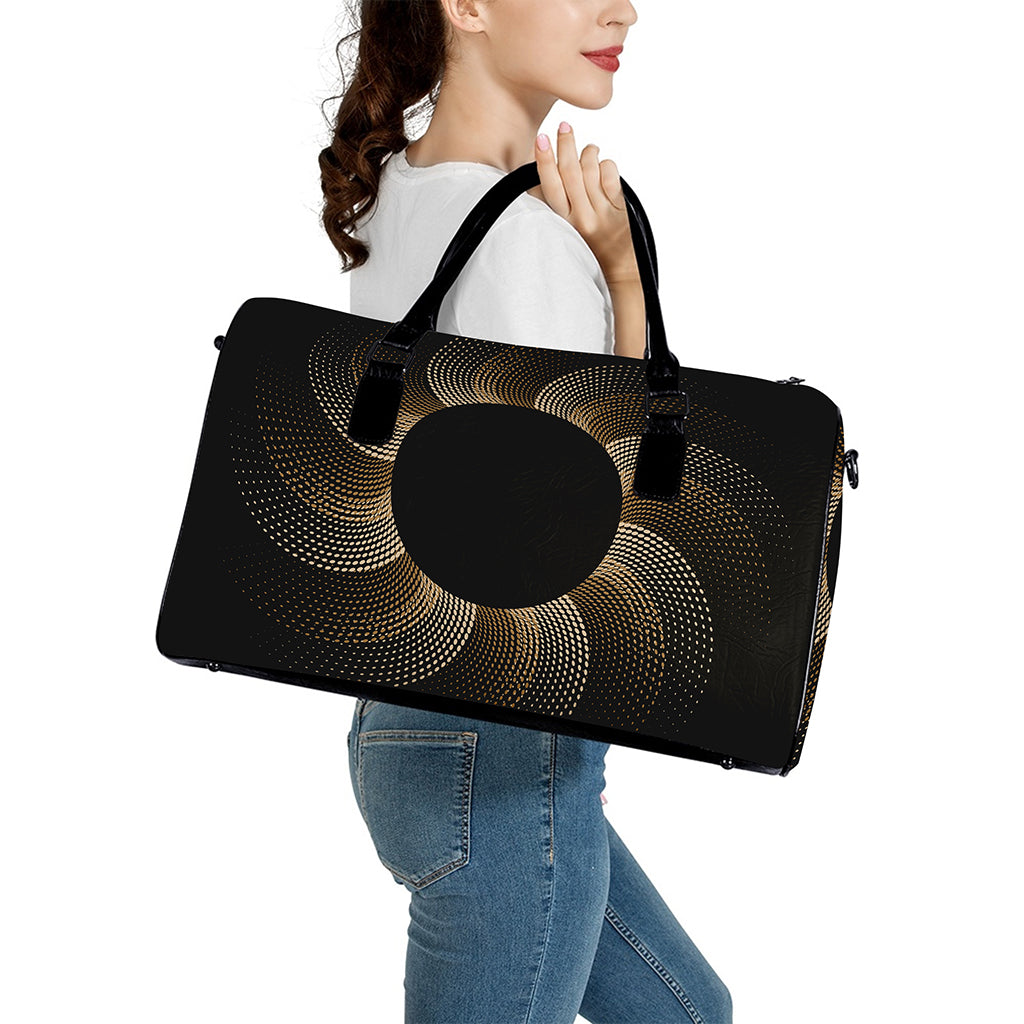 Halftone Dot Sun Print Leather Duffle Bag