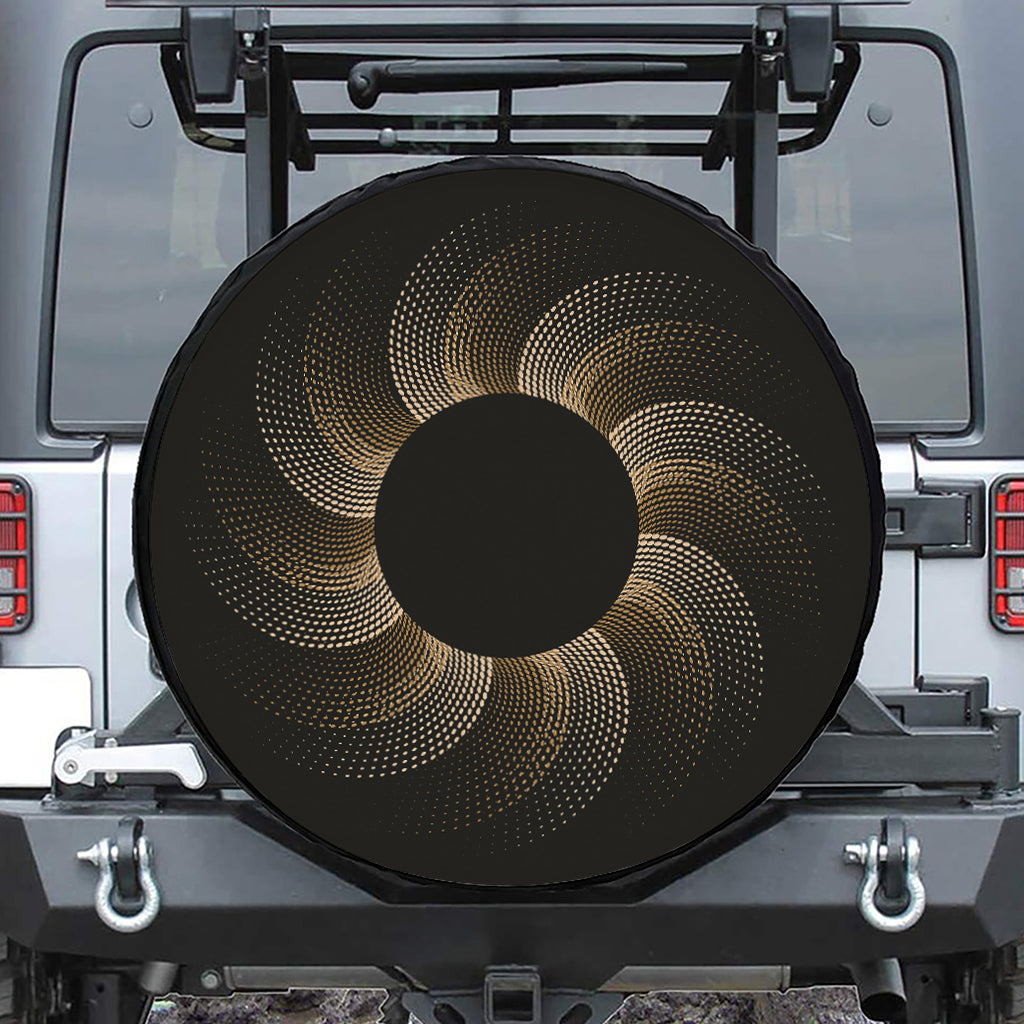 Halftone Dot Sun Print Leather Spare Tire Cover