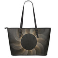 Halftone Dot Sun Print Leather Tote Bag With Zipper