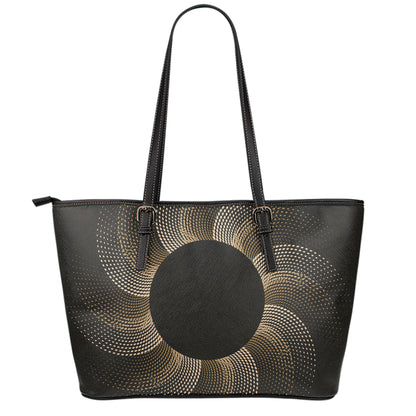 Halftone Dot Sun Print Leather Tote Bag