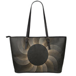 Halftone Dot Sun Print Leather Tote Bag