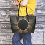 Halftone Dot Sun Print Leather Tote Bag