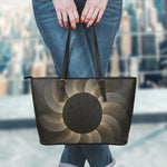 Halftone Dot Sun Print Leather Tote Bag