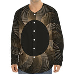 Halftone Dot Sun Print Long Sleeve Baseball Jersey