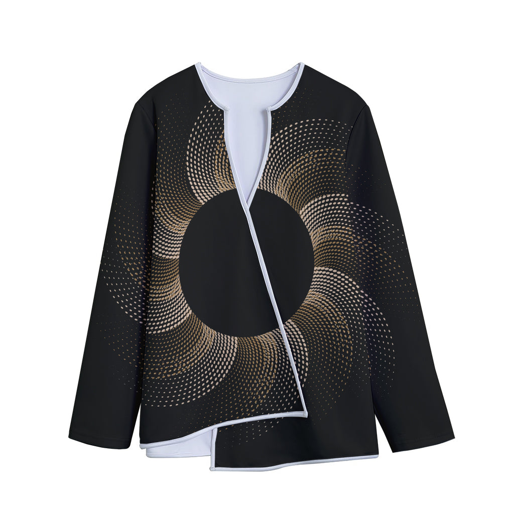 Halftone Dot Sun Print Long Sleeve Short Coat