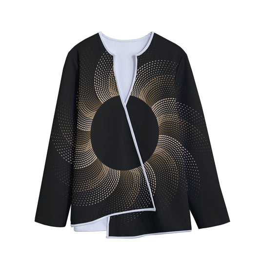 Halftone Dot Sun Print Long Sleeve Short Coat