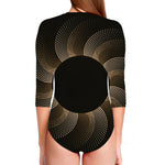 Halftone Dot Sun Print Long Sleeve Swimsuit