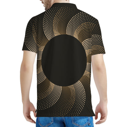 Halftone Dot Sun Print Men's Polo Shirt