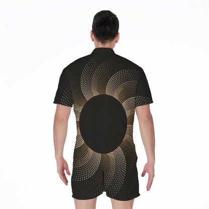 Halftone Dot Sun Print Men's Rompers