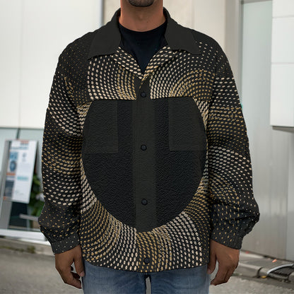 Halftone Dot Sun Print Men's Shirt Jacket