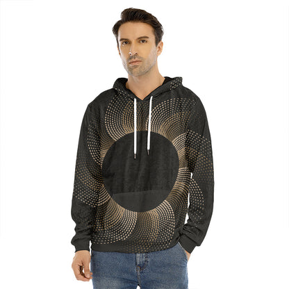 Halftone Dot Sun Print Men's Velvet Pullover Hoodie