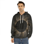 Halftone Dot Sun Print Men's Velvet Pullover Hoodie