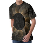 Halftone Dot Sun Print Men's Velvet T-Shirt