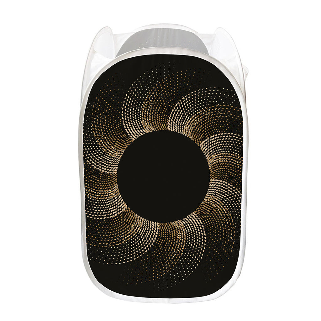Halftone Dot Sun Print Mesh Laundry Hamper