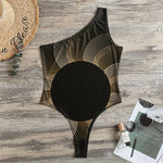 Halftone Dot Sun Print One Shoulder Bodysuit