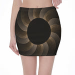 Halftone Dot Sun Print Pencil Mini Skirt