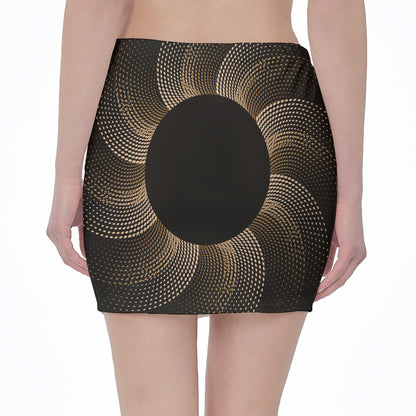 Halftone Dot Sun Print Pencil Mini Skirt