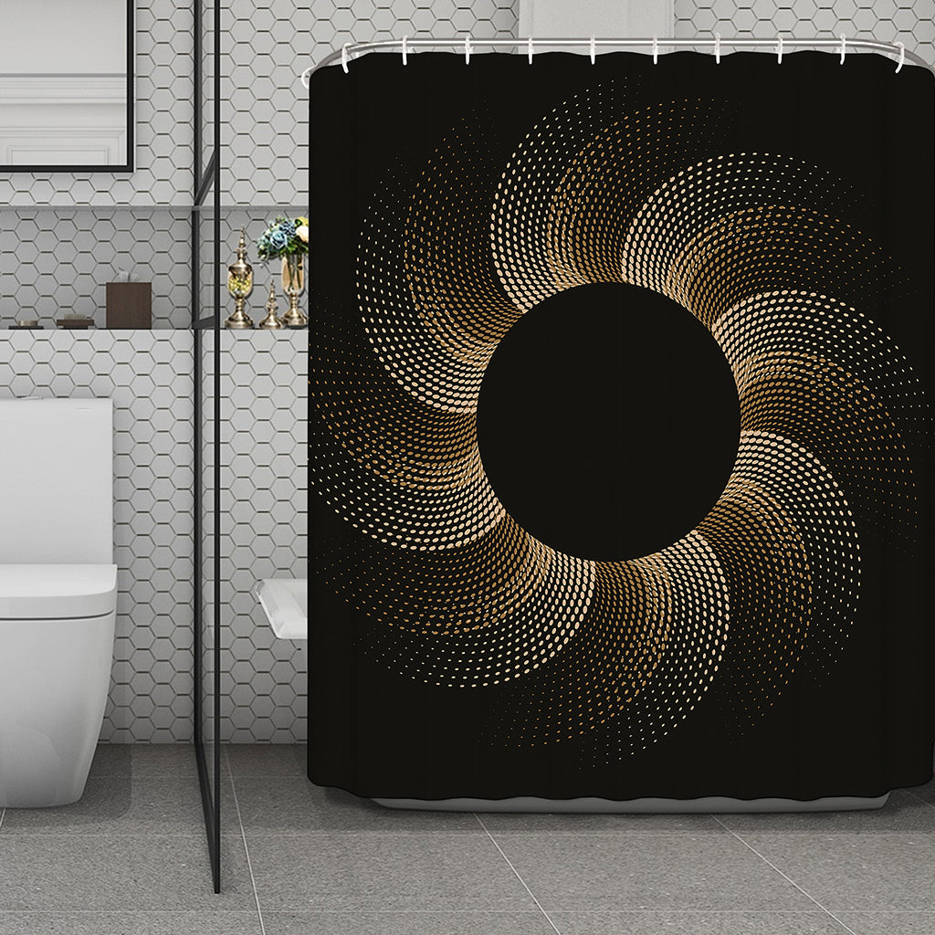 Halftone Dot Sun Print Polyester Shower Curtain