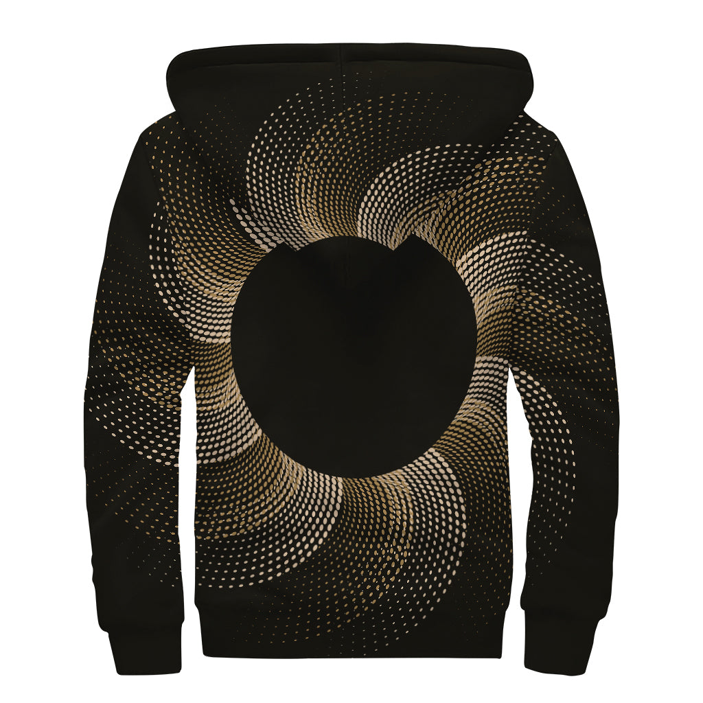 Halftone Dot Sun Print Sherpa Lined Zip Up Hoodie
