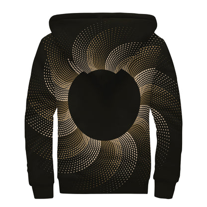 Halftone Dot Sun Print Sherpa Lined Zip Up Hoodie