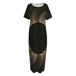 Halftone Dot Sun Print Short Sleeve Long Nightdress