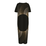 Halftone Dot Sun Print Short Sleeve Long Nightdress