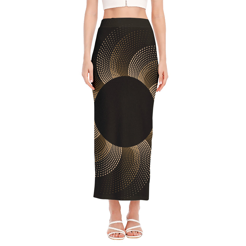 Halftone Dot Sun Print Side Slit Maxi Skirt