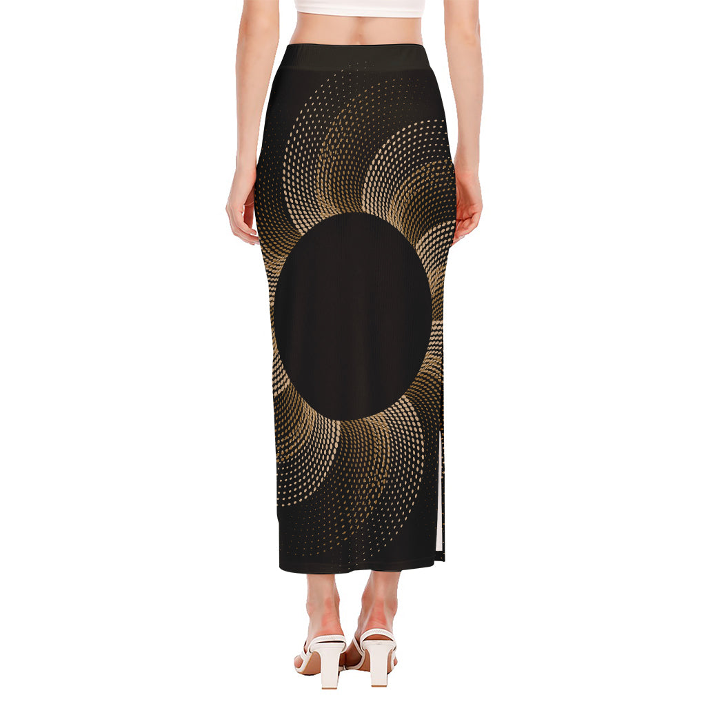 Halftone Dot Sun Print Side Slit Maxi Skirt