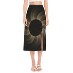 Halftone Dot Sun Print Side Slit Midi Skirt