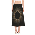 Halftone Dot Sun Print Side Slit Midi Skirt