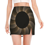 Halftone Dot Sun Print Side Slit Mini Skirt