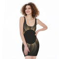 Halftone Dot Sun Print Sleeveless Bodycon Dress