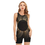 Halftone Dot Sun Print Sleeveless One Piece Swimsuit