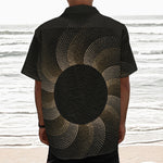 Halftone Dot Sun Print Textured Short Sleeve Shirt