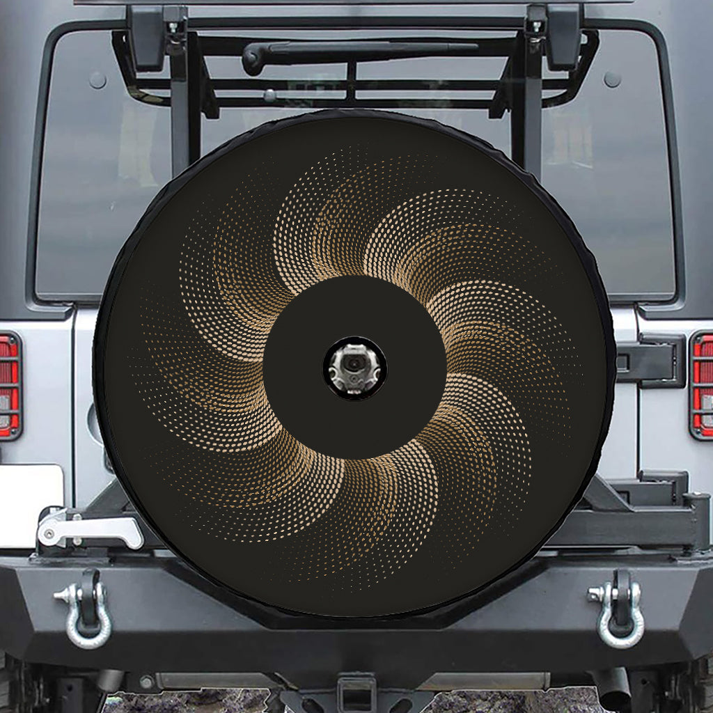Halftone Dot Sun Print Tire Cover With Camera Hole
