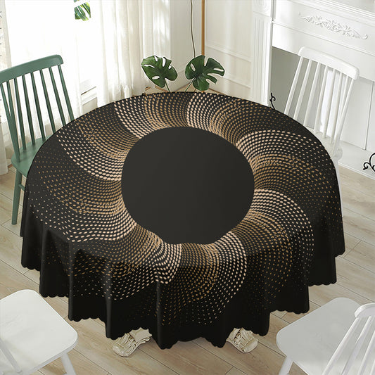 Halftone Dot Sun Print Waterproof Round Tablecloth