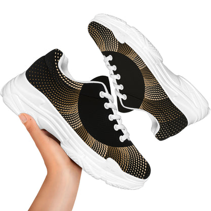 Halftone Dot Sun Print White Chunky Shoes