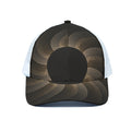 Halftone Dot Sun Print White Mesh Trucker Hat